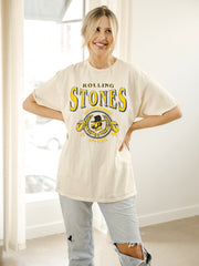 Rolling Stones App State Mountaineers College Seal Off White Thrifted Tee