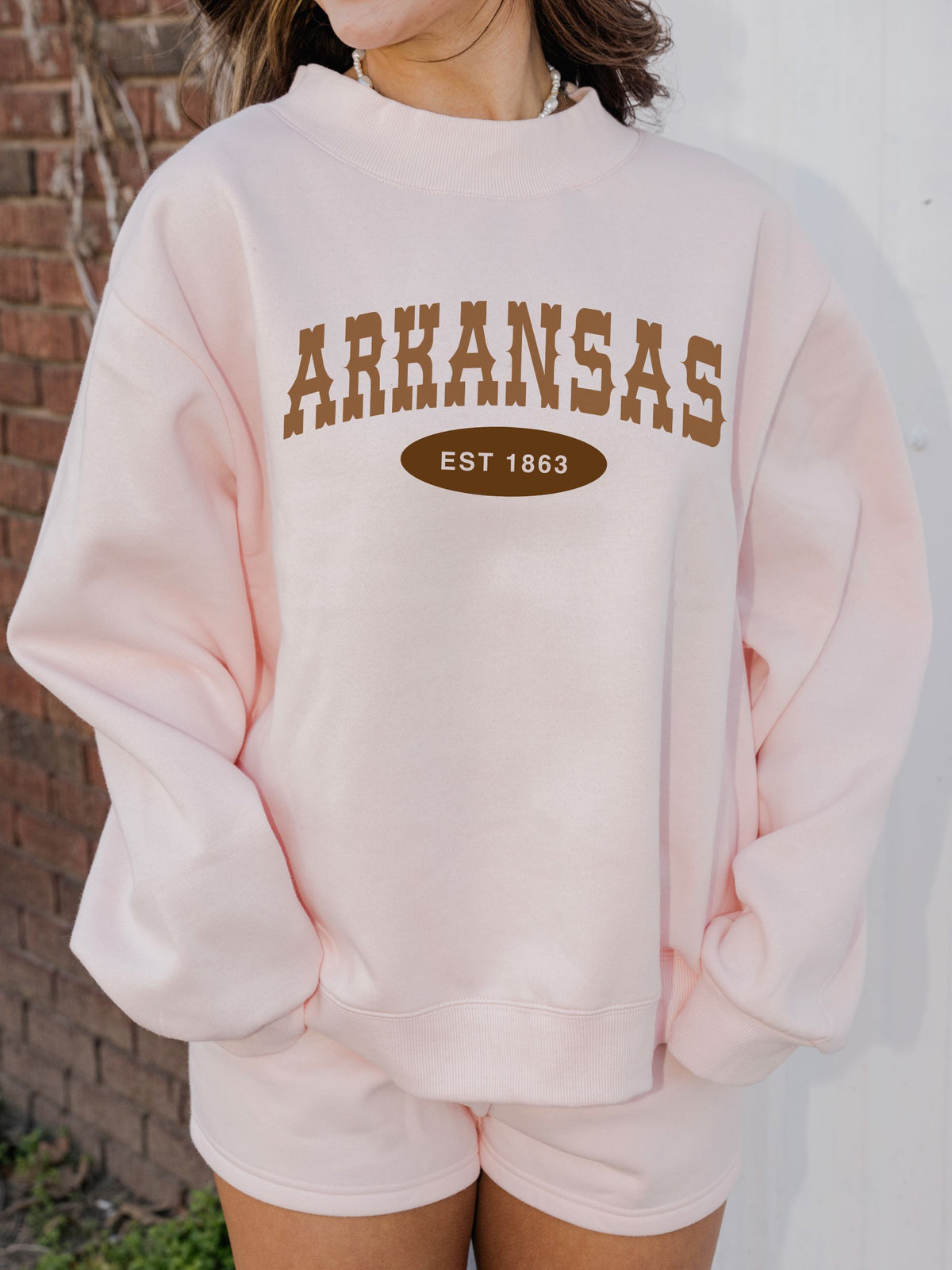 Arkansas Western Established Date Weekend Edit Pink Mock Neck Sweatshirt