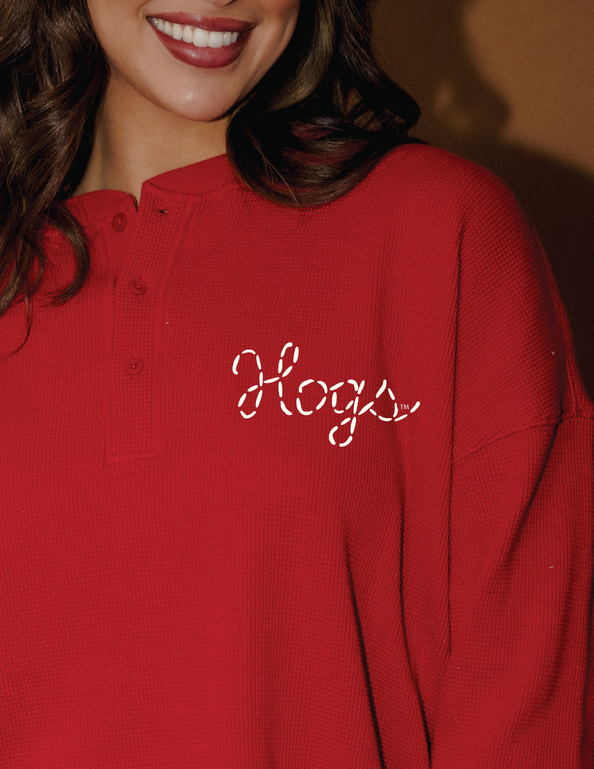 *COMING SOON* Arkansas Razorbacks Stitched Red Signature Waffle Top