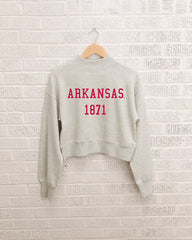 Arkansas Razorbacks College Block Puff Ink Gray Mock Neck Hi-Dive Sweatshirt