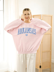 Arkansas Heart Gingham Print Pink Sweatshirt