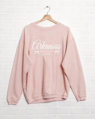 Arkansas Est. Bows Pink Corded Crew Sweatshirt