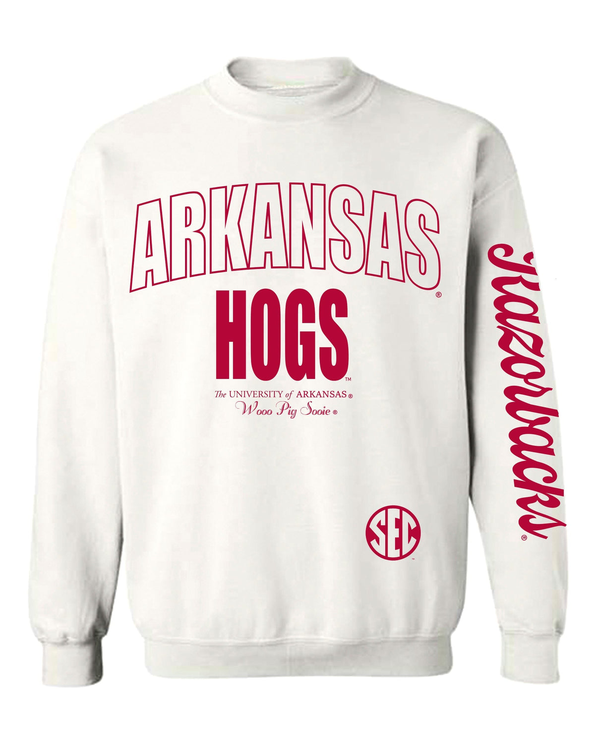 Arkansas Razorbacks SEC Sporty White Sweatshirt