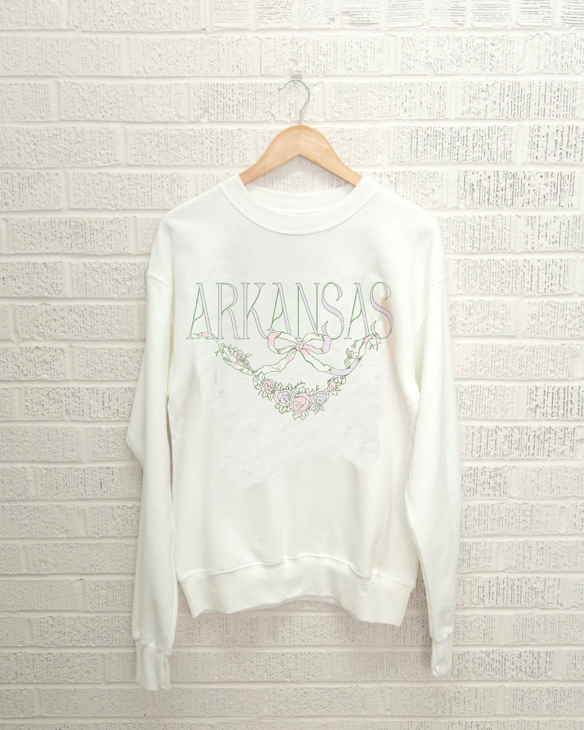 Arkansas Swag White Thrifted Sweatshirt