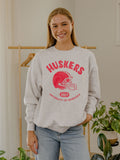 Nebraska Huskers Varsity Stamp Ash Gray Thrifted Sweatshirt