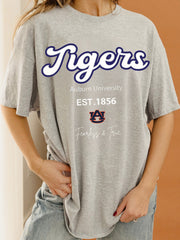 Auburn Tigers Letterman Ash Gray Thrifted Tee