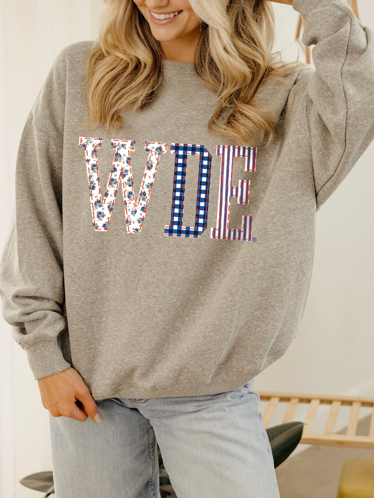 Auburn Tigers WDE Quilted Puff Ink Ash Gray Thrifted Sweatshirt