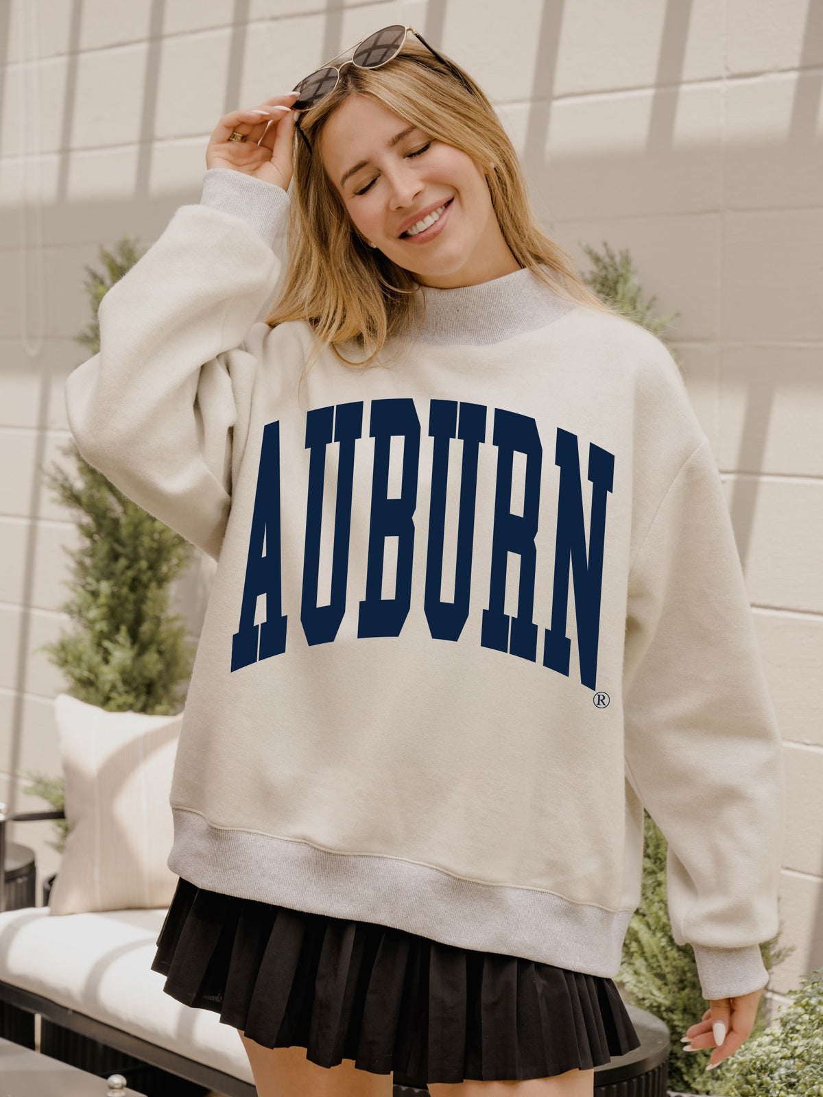 Auburn Tigers Tall Boy Gray Mock Neck Reversible Sweatshirt