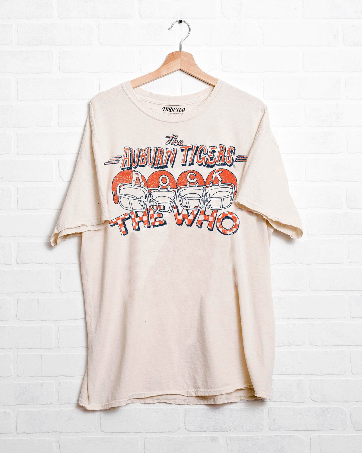 The Who Auburn Tigers Rock Off White Thrifted Tee