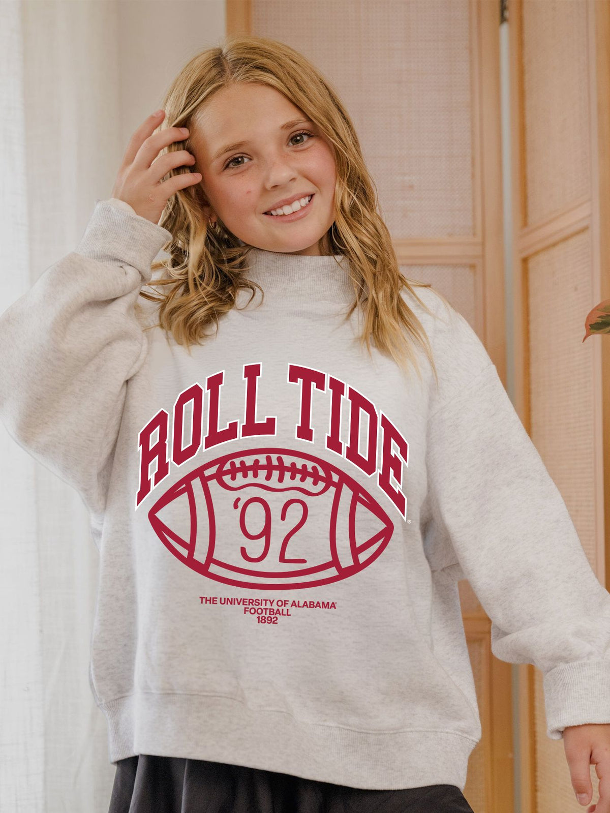 Children's Alabama Crimson Tide Campus Classic Gray Mock Neck Sweatshirt