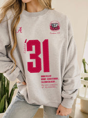 Alabama Crimson Tide Crest Stamp Ash Gray Thrifted Sweatshirt