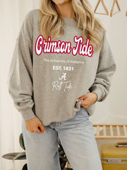 Alabama Crimson Tide Letterman Gray Chrome Hi Dive Sweatshirt