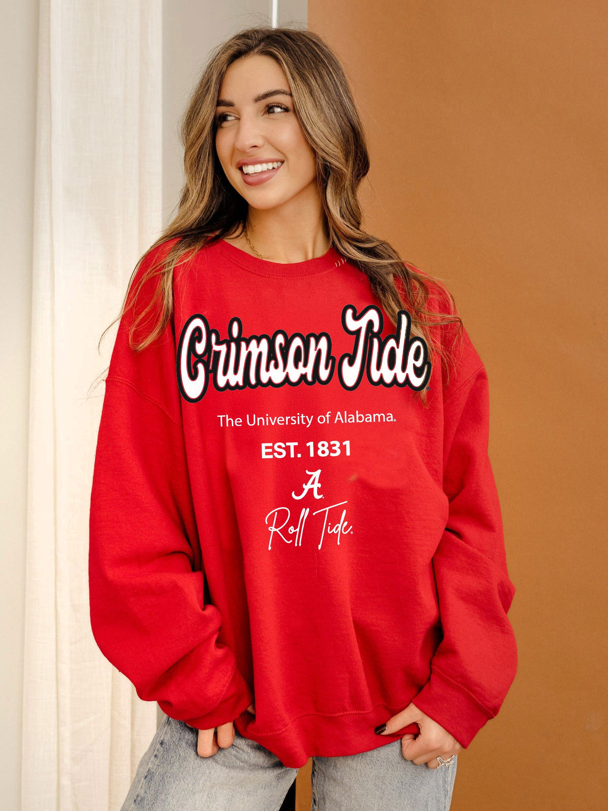 Alabama Crimson Tide Letterman Red Chrome Hi Dive Sweatshirt