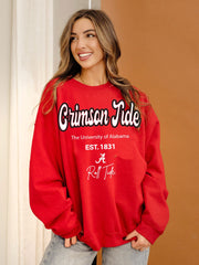 Alabama Crimson Tide Letterman Red Chrome Hi Dive Sweatshirt