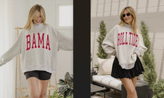 Bama Crimson Tide Double Tall Boy Gray Mock Neck Reversible Sweatshirt