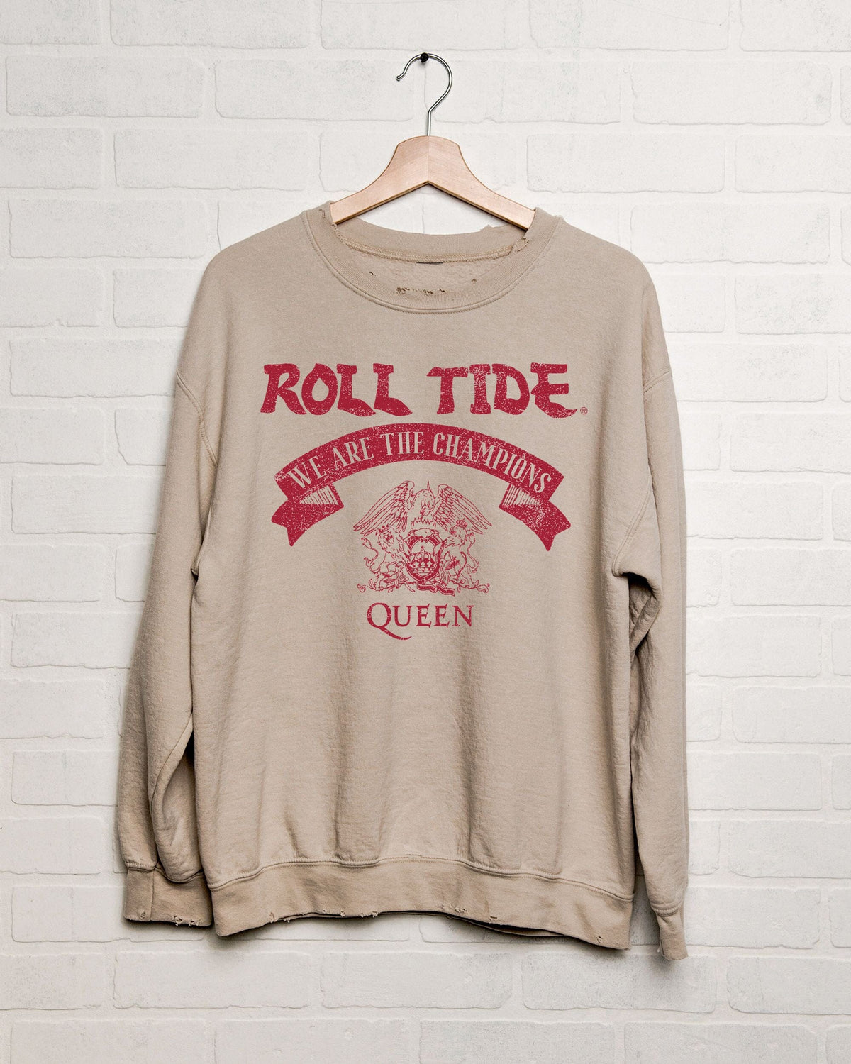 Queen University of Alabama Champions Scroll Sand Thrifted Sweatshirt