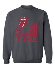 Rolling Stones Bama Crimson Tide Dazed Charcoal Thrifted Sweatshirt
