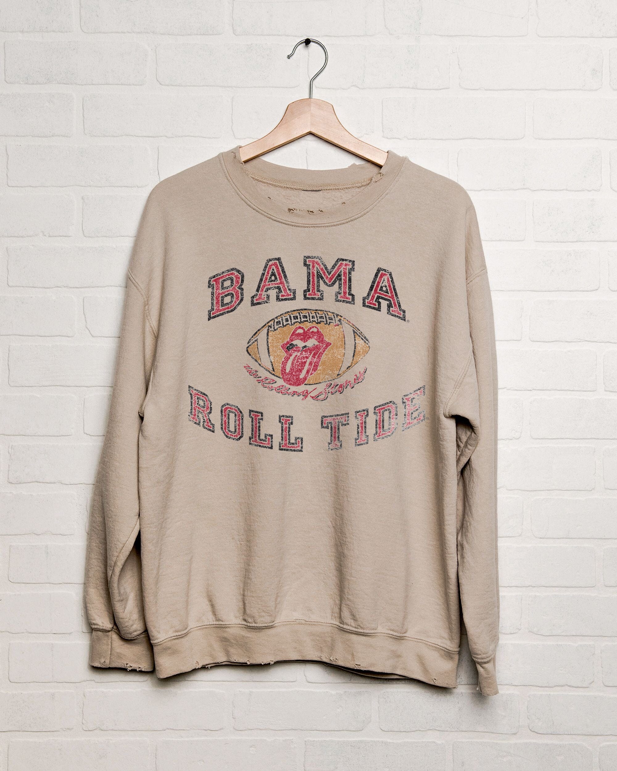 Rolling Stones Bama Football Lick Sand Thrifted Sweatshirt