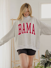 Bama Crimson Tide Double Tall Boy Gray Mock Neck Reversible Sweatshirt