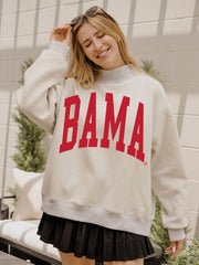 Bama Crimson Tide Tall Boy Gray Mock Neck Reversible Sweatshirt