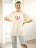 Beary Loved Heart Off White Thrifted Tee