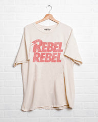 David Bowie Rebel Repeat Off White Thrifted Distressed Tee