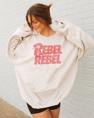 David Bowie Rebel Repeat Sand Thrifted Sweatshirt