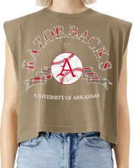 Arkansas Razorbacks Heritage Plaid Baseball Brown Tank