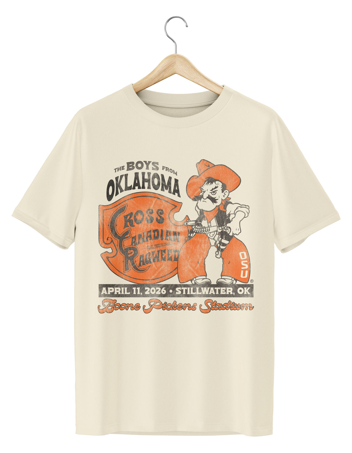 Cross Canadian Ragweed OSU Cowboys Pistol Pete Off White Thrifted Tee