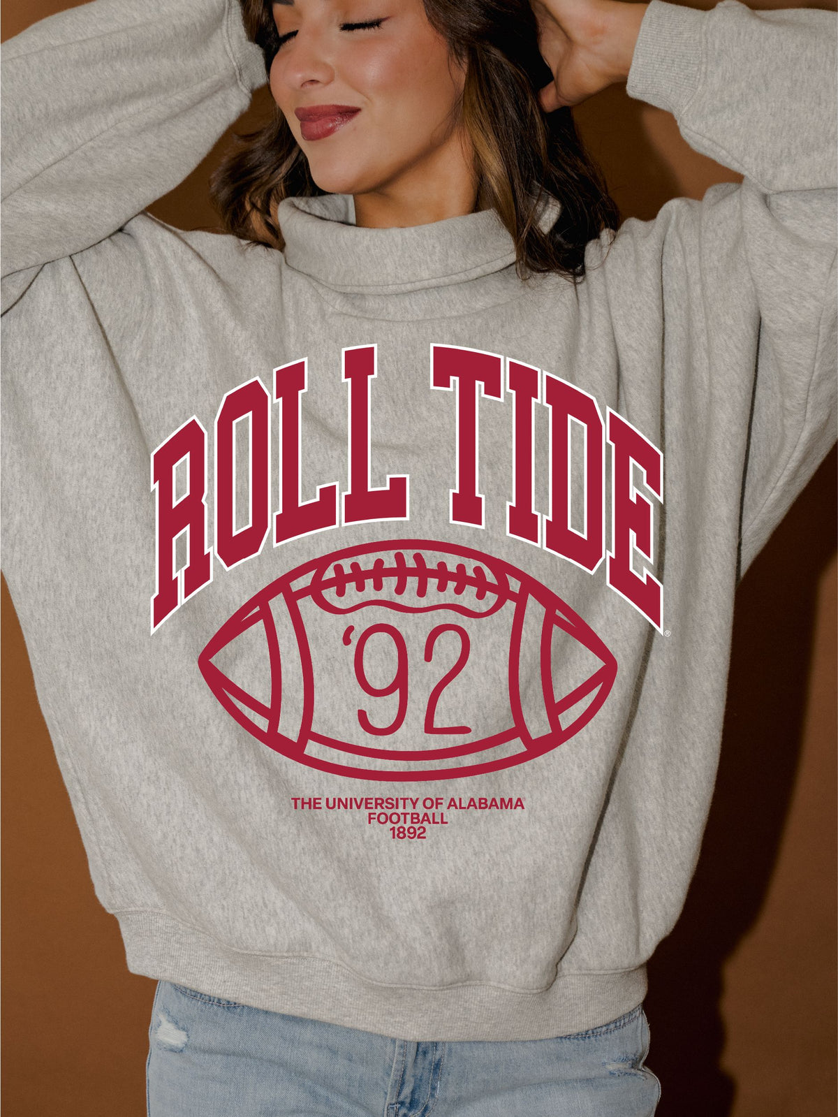 *COMING SOON* Alabama Crimson Tide Campus Classic Gray Roll Neck Sweatshirt