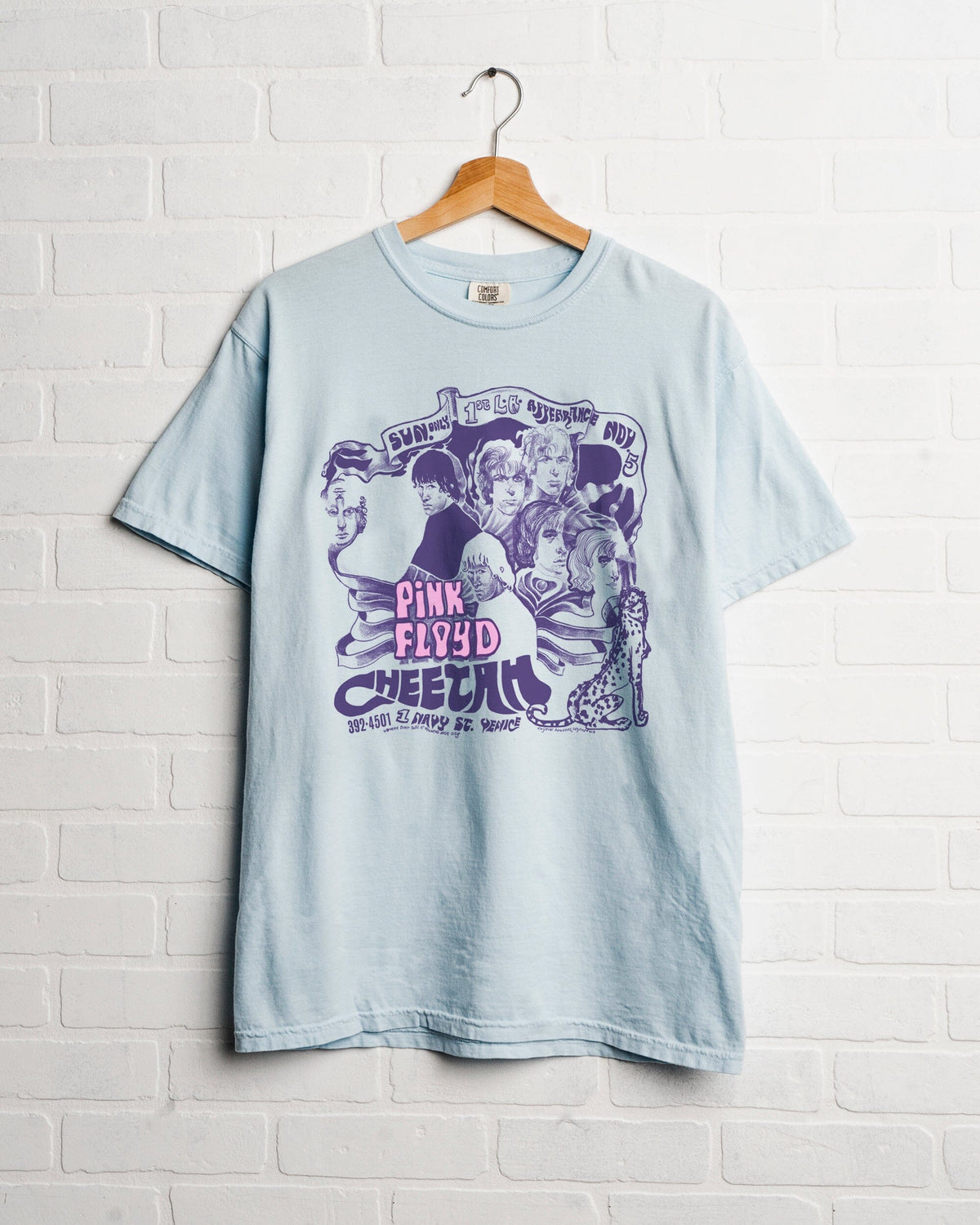 Pink Floyd Cheetah Flyer Blue Thrifted Distressed Tee