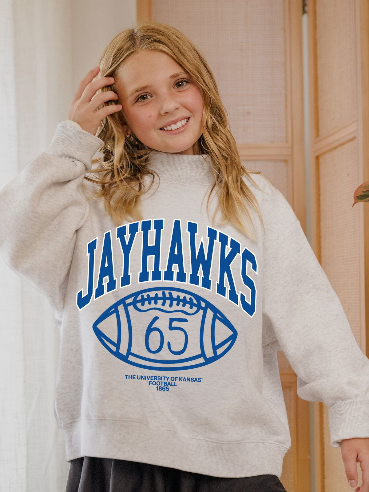 Children's KU Jayhawks Campus Classic Gray Mock Neck Sweatshirt
