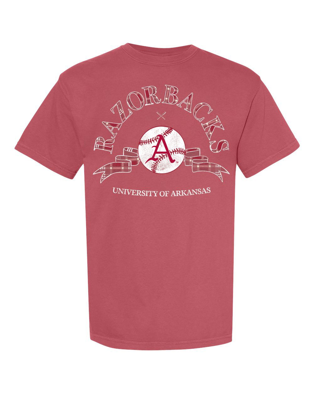 Arkansas Razorback Heritage Plaid Baseball Crimson CC Tee