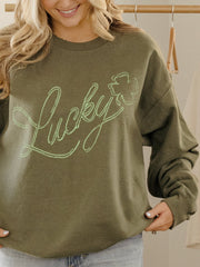 Lucky Military Green Thrifted Sweatshirt