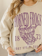 TCU Horned Frogs Big Basketball Sand Thrifted Sweatshirt