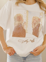 Dolly Parton Lipstick White Thrifted Distressed Tee