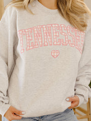 Tennessee Heart Gingham Print Gray Sweatshirt