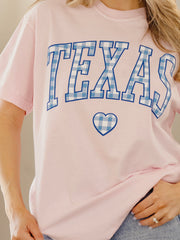 Texas Heart Gingham Print Blossom Tee