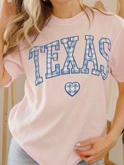 Texas Heart Gingham Print Blossom Tee