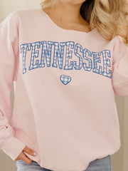 Tennessee Heart Gingham Print Pink Flashdance Sweatshirt