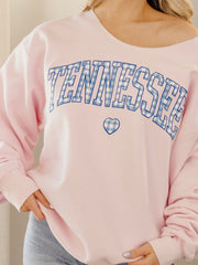 Tennessee Heart Gingham Print Pink Flashdance Sweatshirt