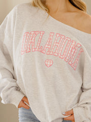 Oklahoma Heart Gingham Print Gray Flashdance Sweatshirt