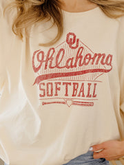 OU Softball Off White Thrifted Tee