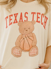 Texas Tech Basketball Bear Off White Thrifted Tee