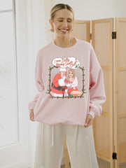 Dolly Parton I Saw Dolly Kissing Santa Pink Thrifted Sweatshirt