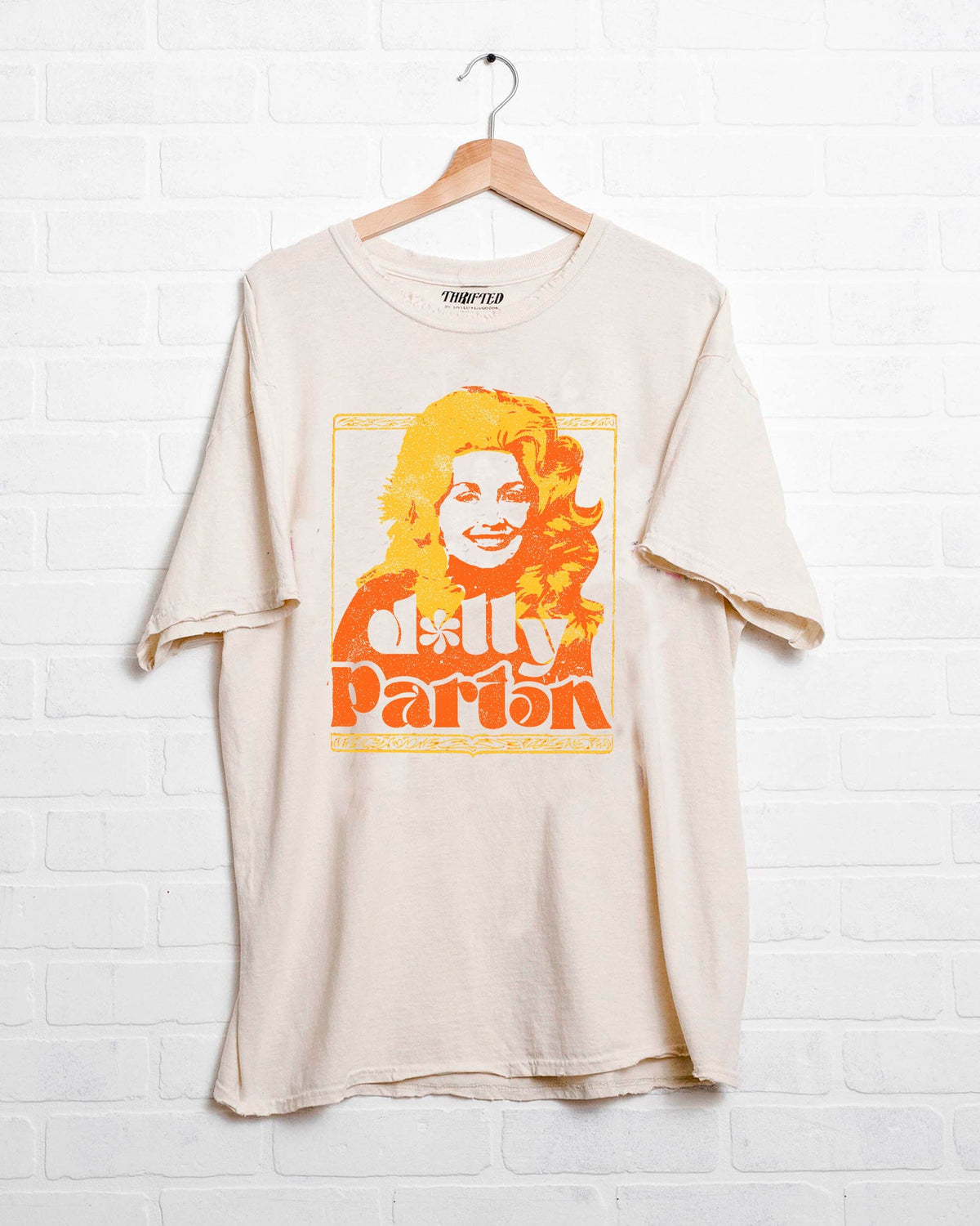 Dolly Parton Golden off-white thrifted tee
