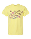 Dolly Parton Guitar Rose Yellow Thrifted Distressed Tee
