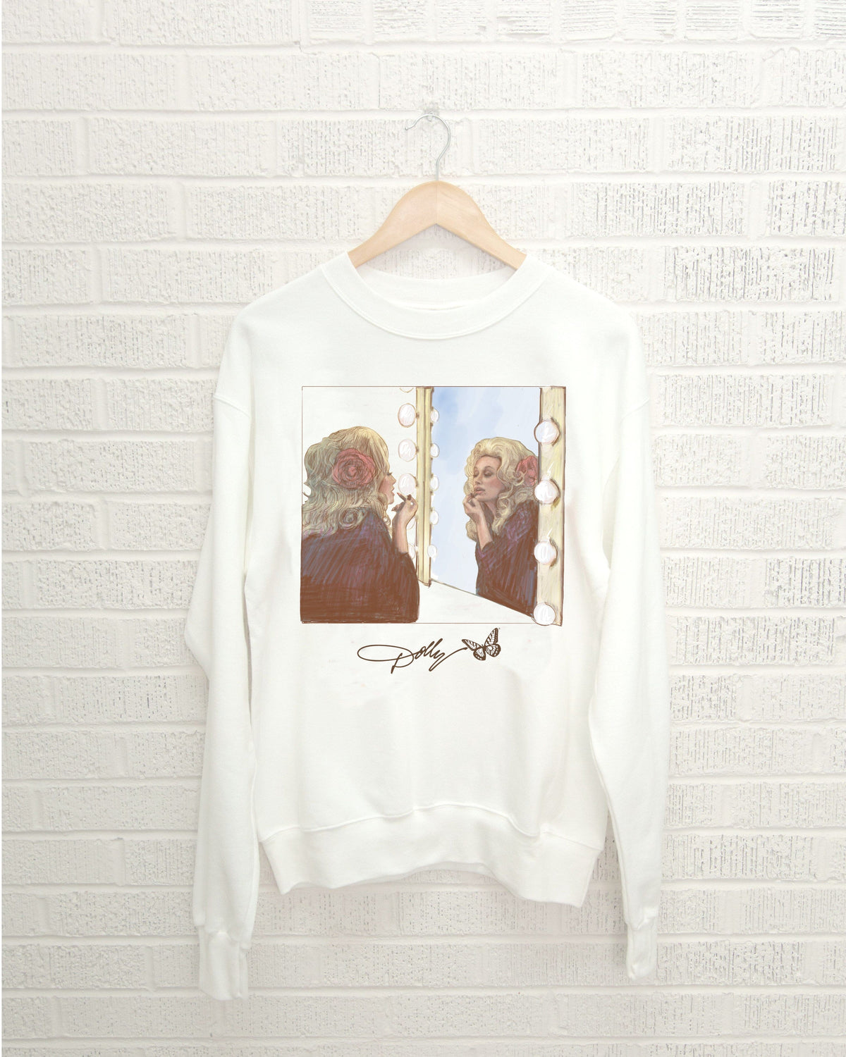 Dolly Parton Lipstick White Thrifted Sweatshirt