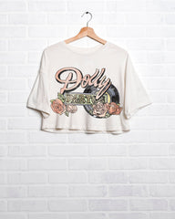Dolly Parton Rose Record Off White Cropped Tee