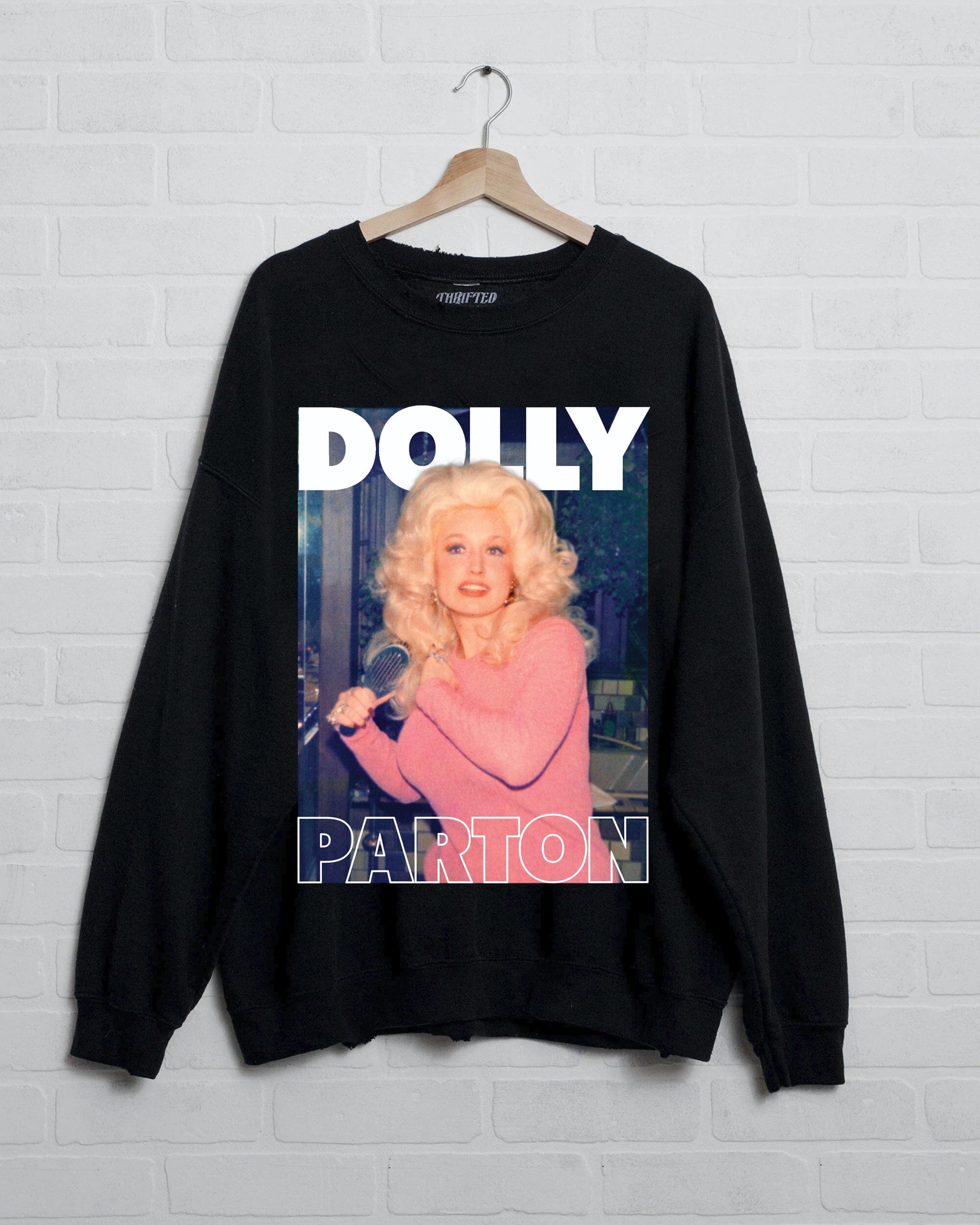 Dolly Parton in Pink Black Sweatshirt